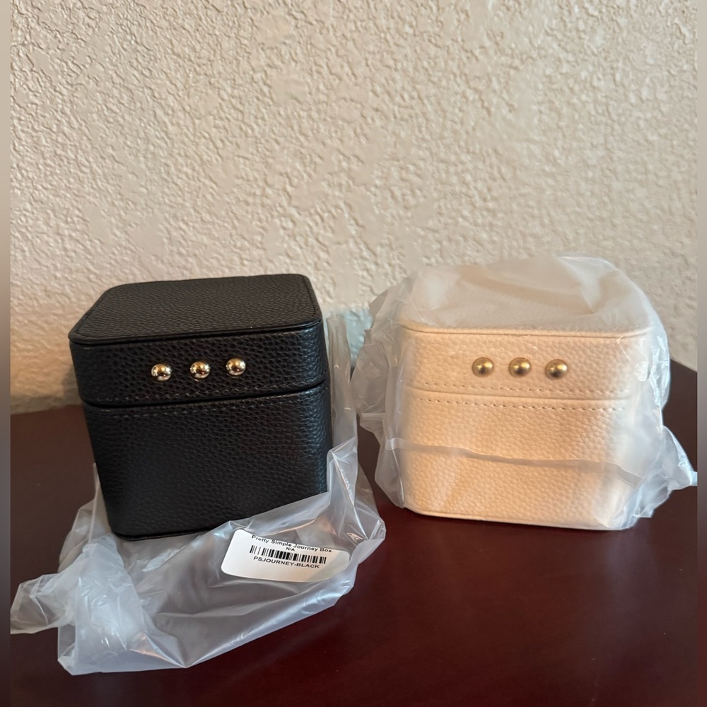 NWT Black and Cream Jewelry Boxes with Gold Accents